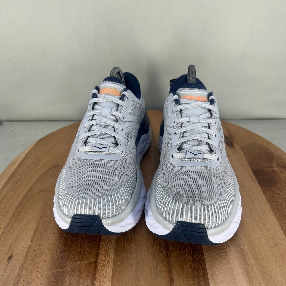 Hoka One One Bondi 7 Womens Size 9 Running Shoes Gray Orange 1110519 LRBI - Picture 2 of 9